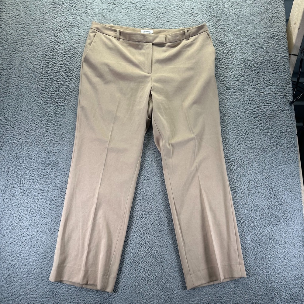 Calvin Klein Pant Womens 16 Beige Dress Straight Leg Business Preppy Career